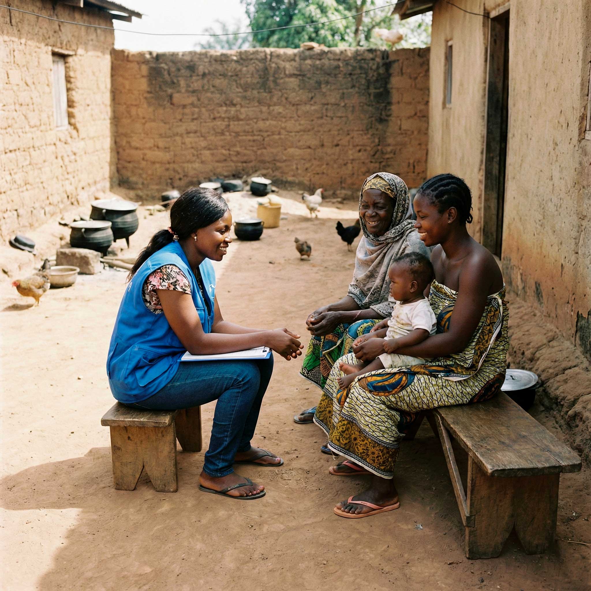 Health worker with community member